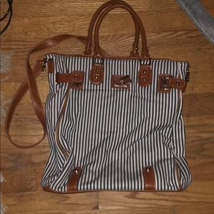 ✖️SOLD ✖️Striped with pleather handles Tote